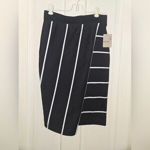 Elle Asymmetrical Skirt with Black and White Stripes